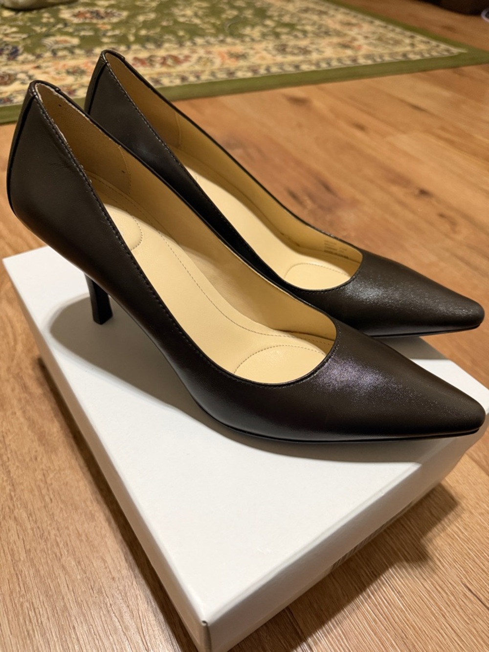Calvin Klein Dolly leather dark brown pumps, size 7.5   NIB